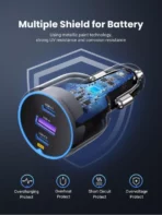 Încărcător Auto UGREEN 75W, Triple Port (2x USB-C + USB-A), Power Delivery 3.0 - imagine 5