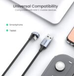 Cablu unghiular UGREEN  USB 2.0 mascul la USB-C 3A, 2m (negru) - Image 2